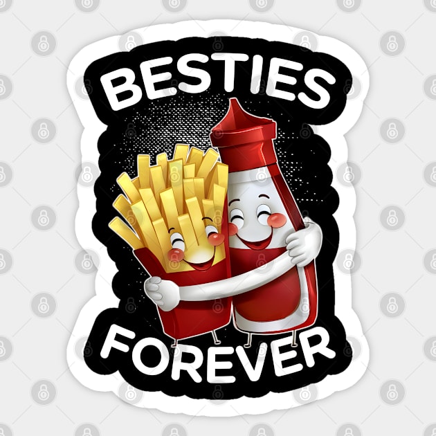 Besties Forever Ketchup & Fries Friendship Best Food Friend Sticker by JJDezigns